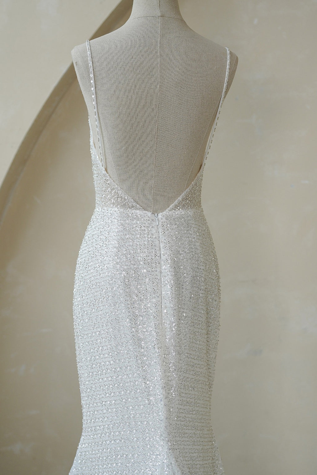 Spaghetti Straps Pleat Beaded Lace Mermaid Wedding Dress MMF2147