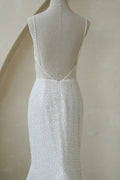 Spaghetti Straps Pleat Beaded Lace Mermaid Wedding Dress MMF2147