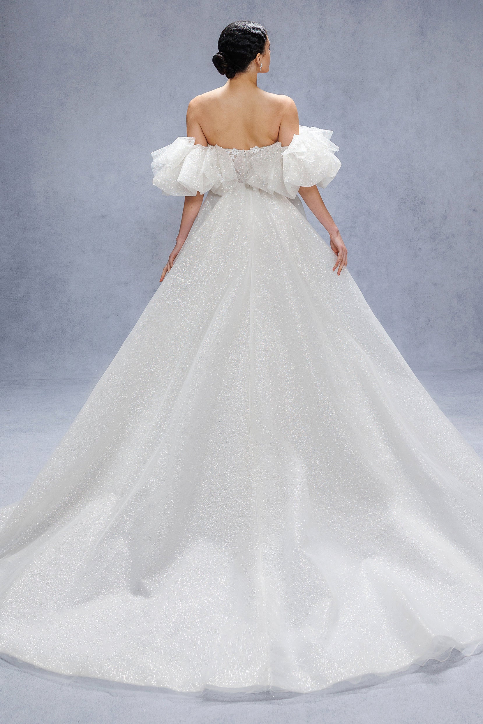 A-Line Court Train Glitter Wedding Dress CW3342