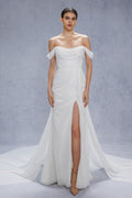 Sheath-Column Chapel Train Chiffon Wedding Dress CW3330