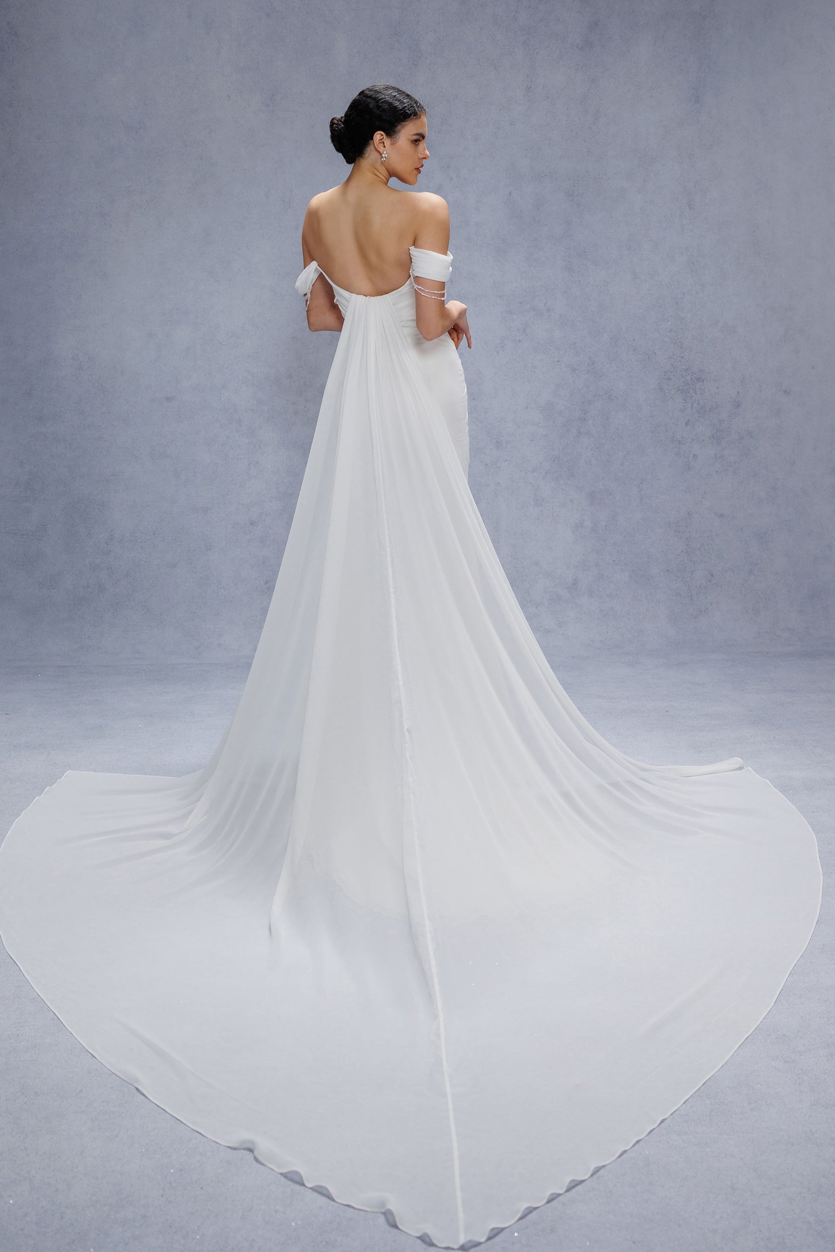 Sheath-Column Chapel Train Chiffon Wedding Dress CW3330