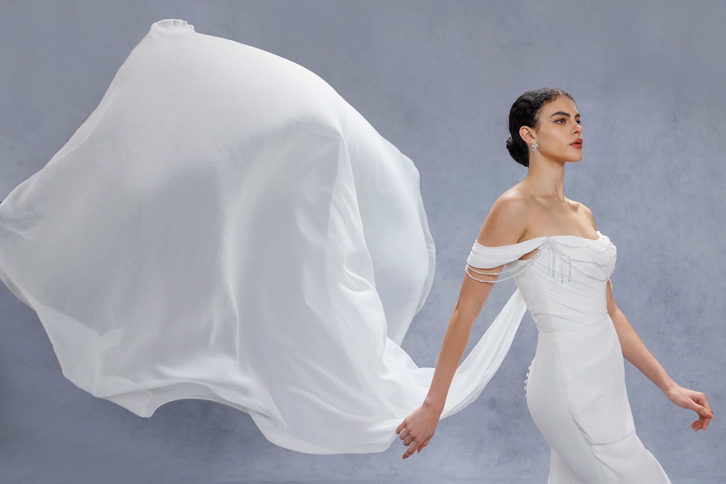 Sheath-Column Chapel Train Chiffon Wedding Dress CW3330