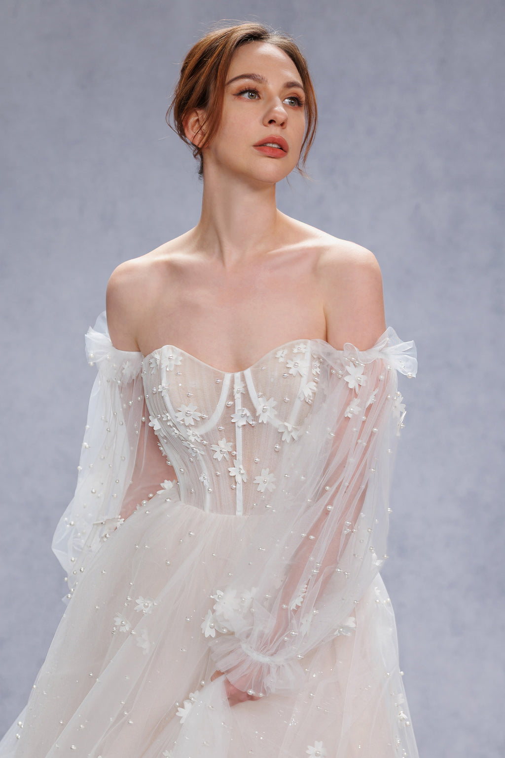 A-Line Court Train Tulle Wedding Dress CW3341