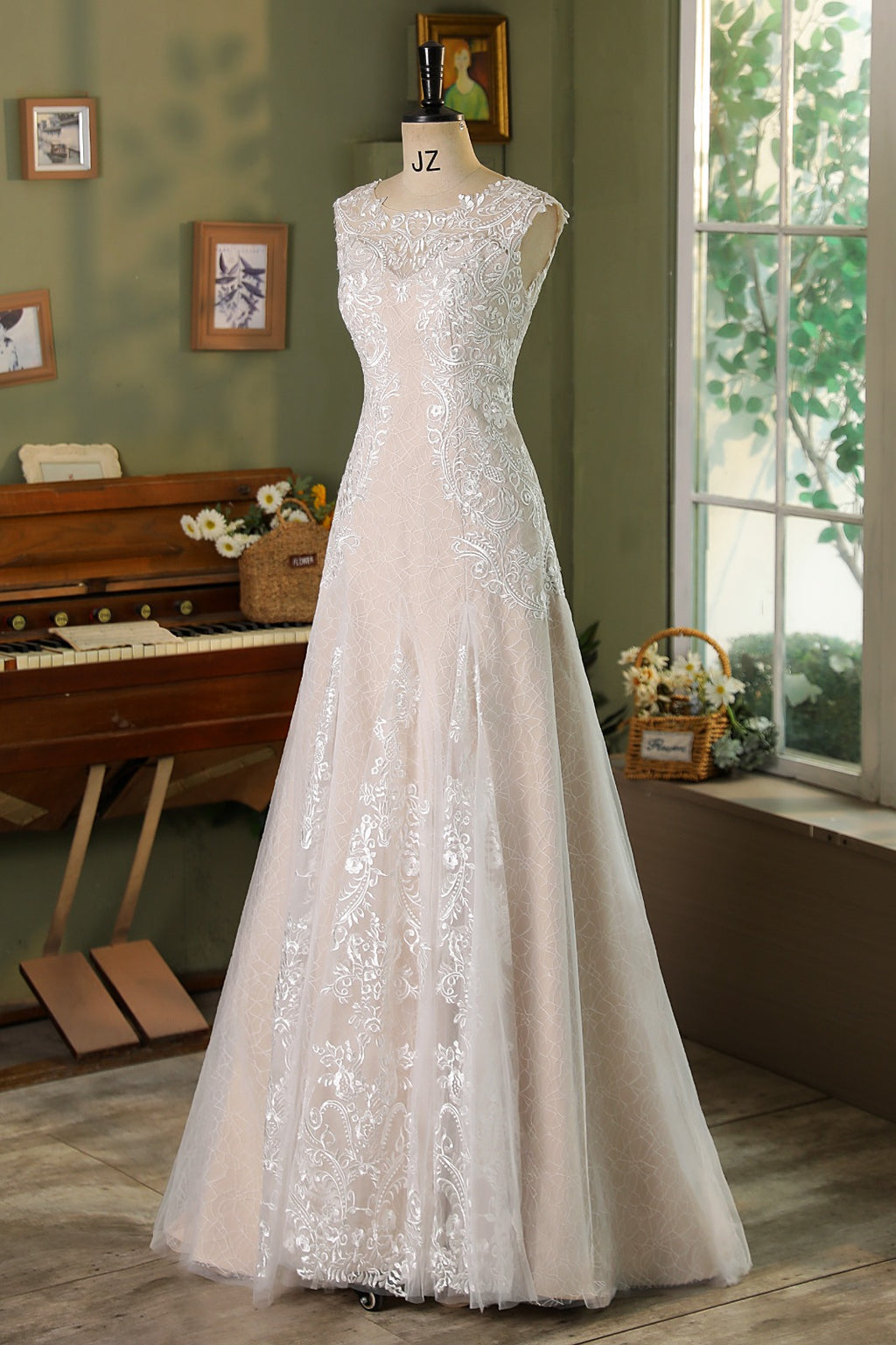 Flare Fit Mermaid Bridal Dress With Whole Piece Lace Underlay MMF2421