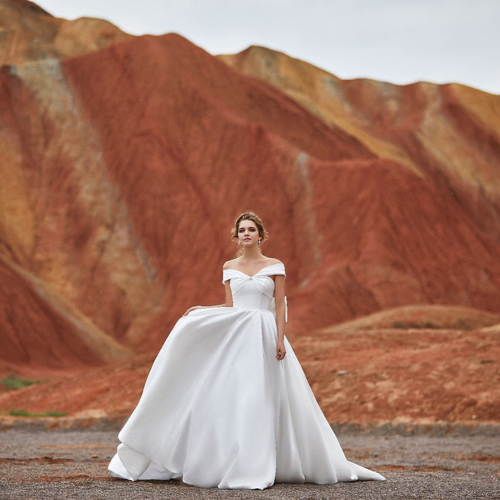 A-Line Court Train Silk satin Wedding Dress LD5801