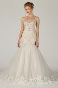 Trumpet Court Train Tulle Elastic Satin Wedding Dress CW2120