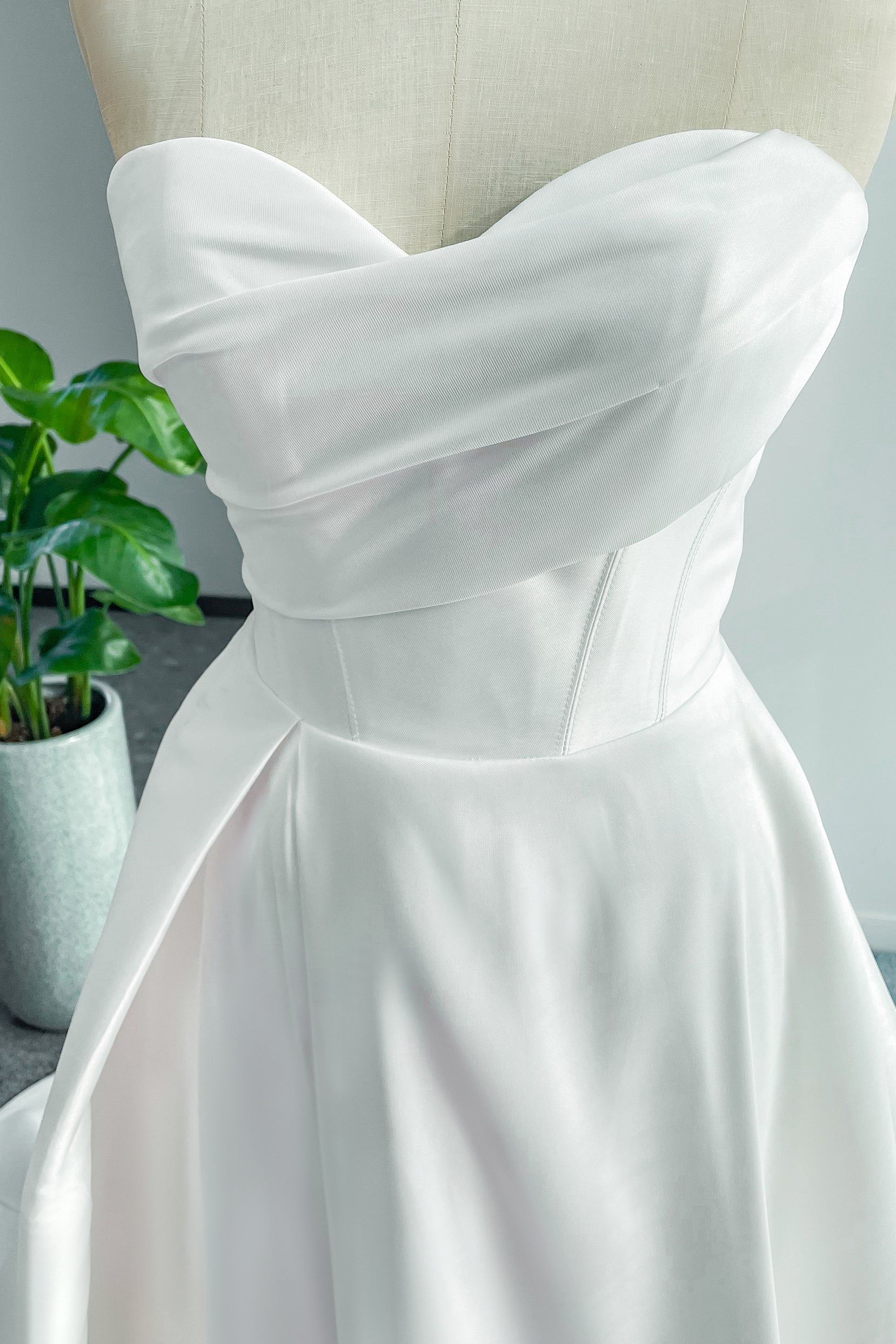 A-Line Court Train Mikado Wedding Dress CW3124