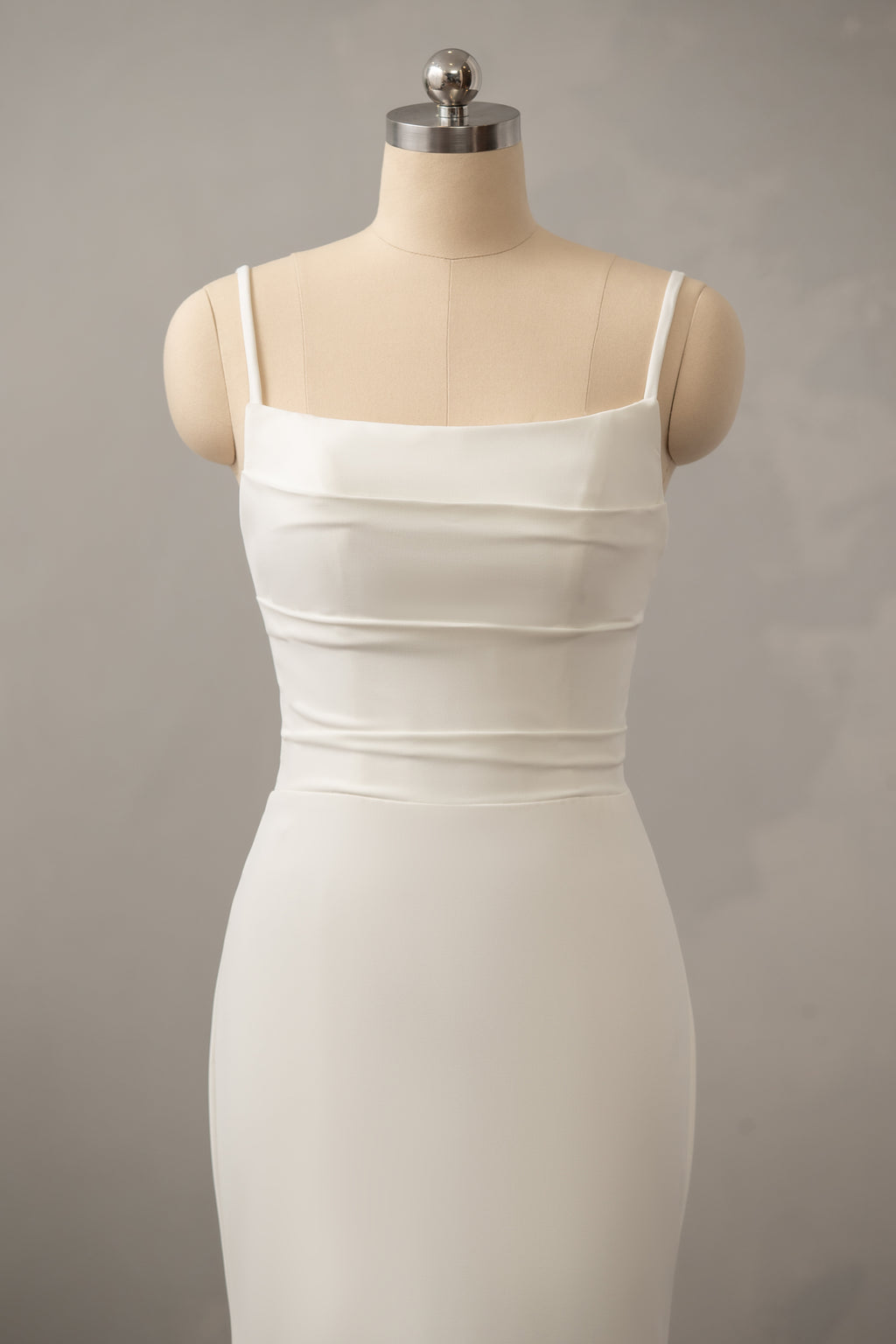 Classic Crepe Fit and Flare with Square Neckline Wedding Dress CMM2016