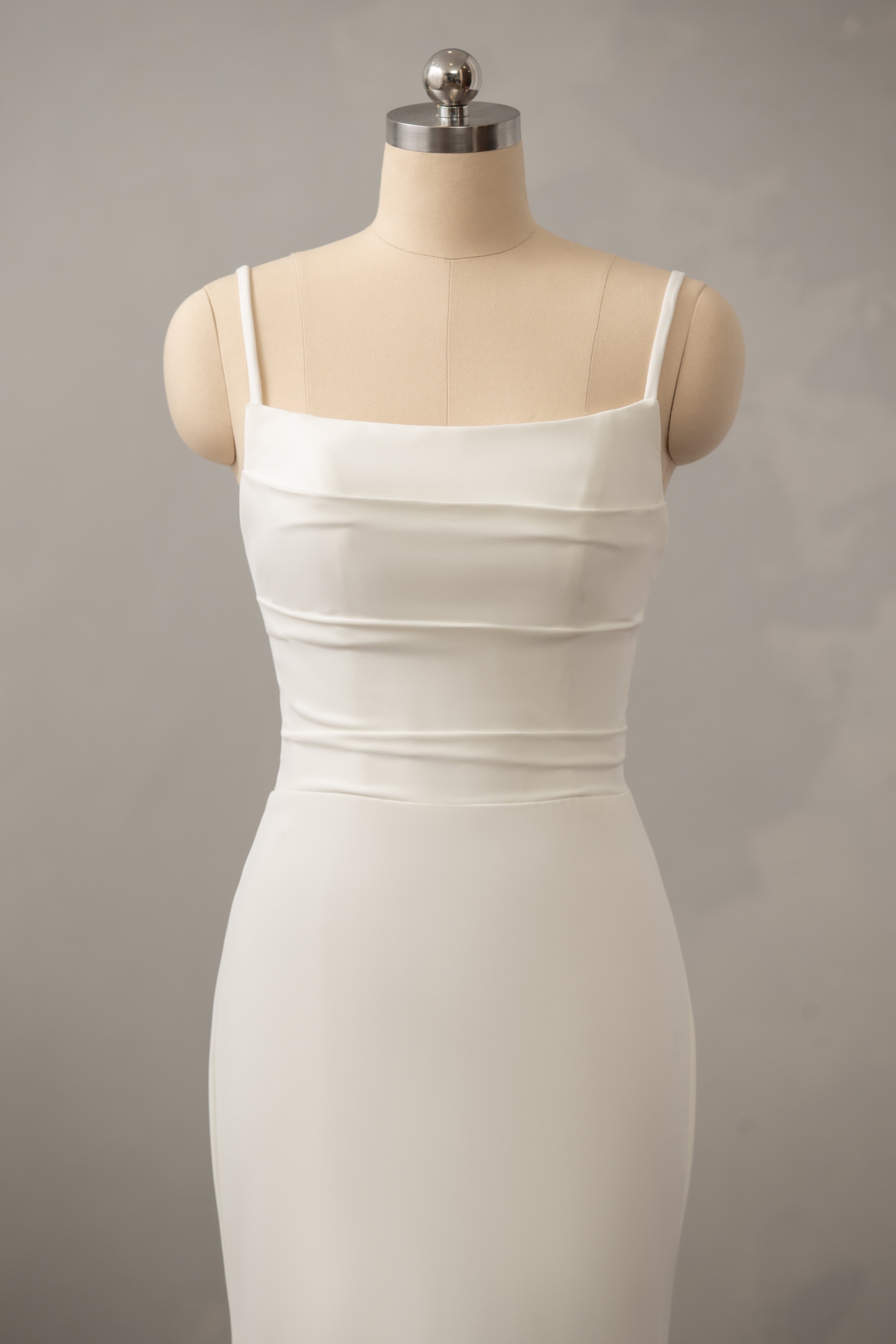 Classic Crepe Fit and Flare with Square Neckline Wedding Dress CMM2016