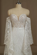 Boho Lace Wedding Dress With Detachable Sleeves CMM2017