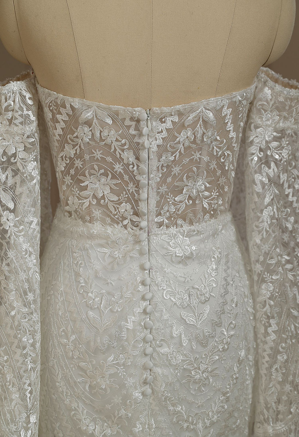 Boho Lace Wedding Dress With Detachable Sleeves CMM2017