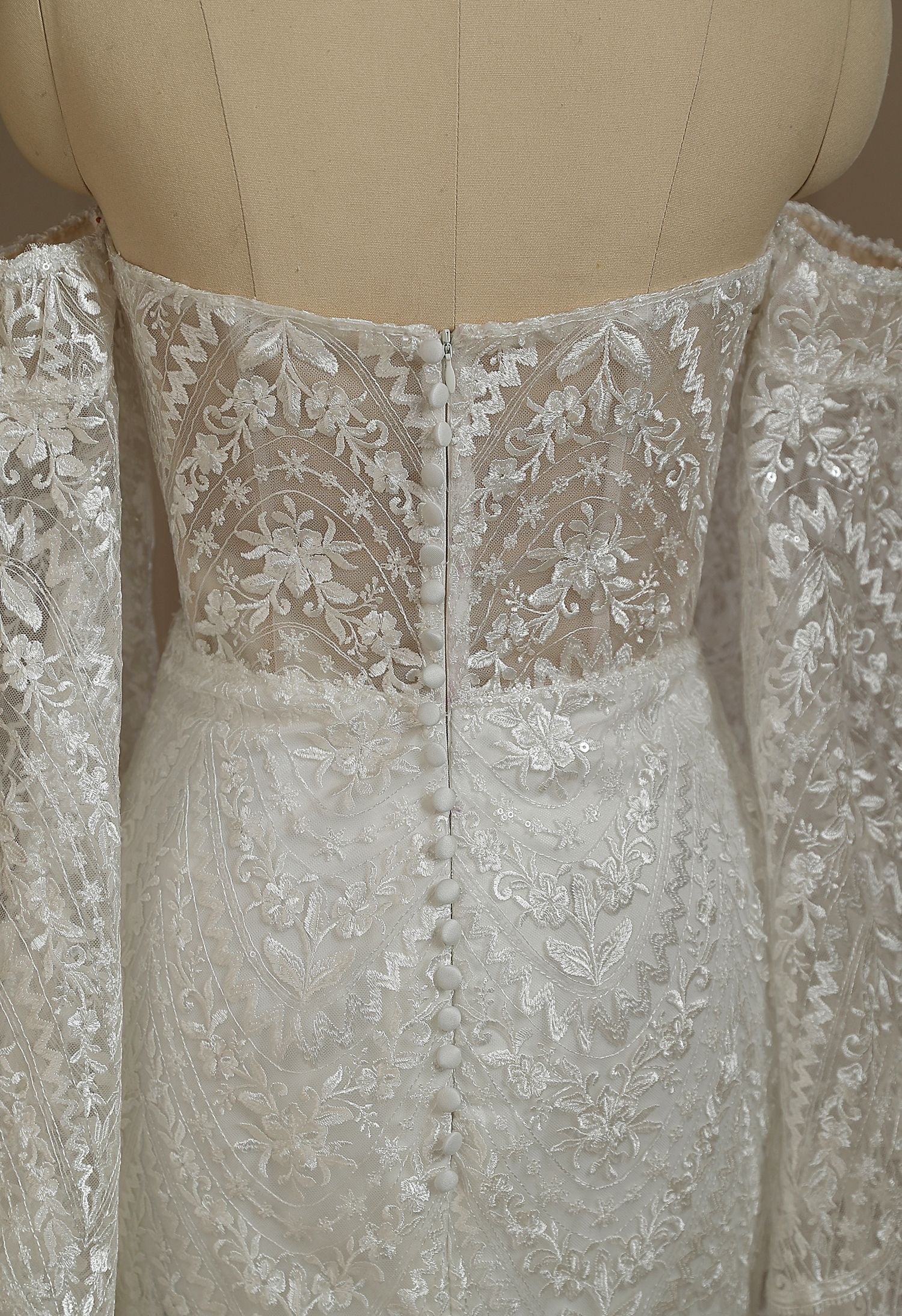 Boho Lace Wedding Dress With Detachable Sleeves CMM2017