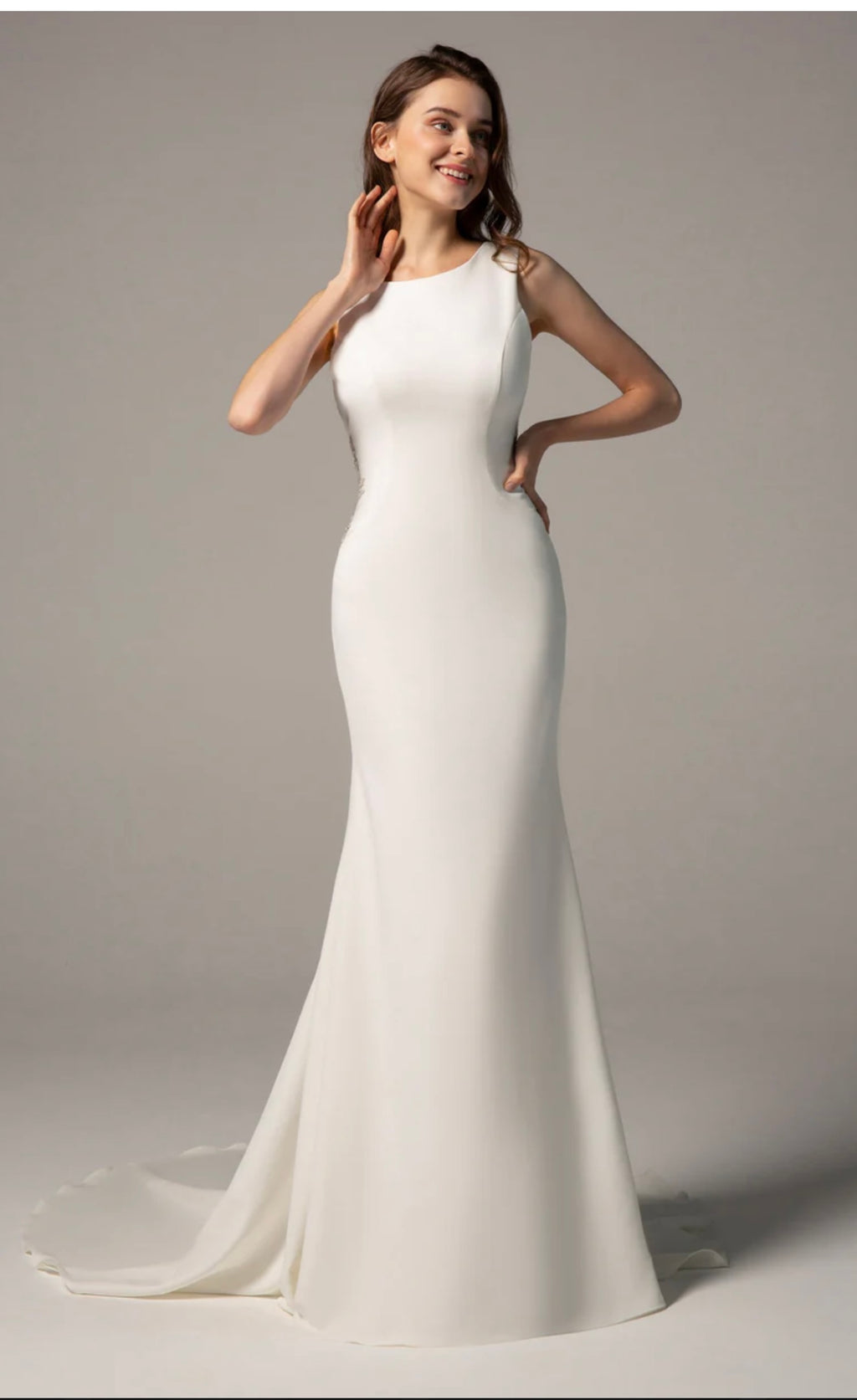 Trumpet-Mermaid Court Train Stretch Satin Wedding CMM2009