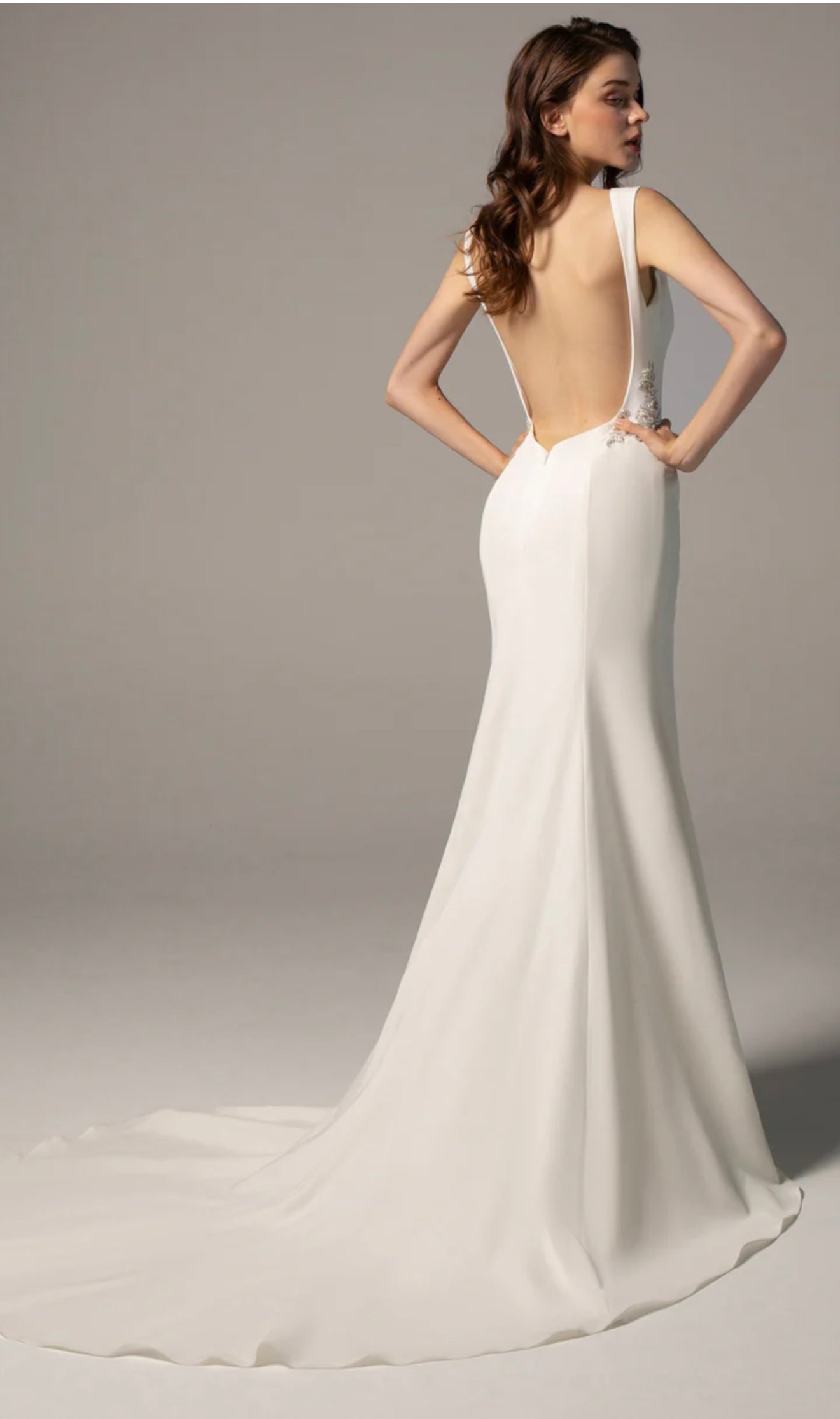 Trumpet-Mermaid Court Train Stretch Satin Wedding CMM2009