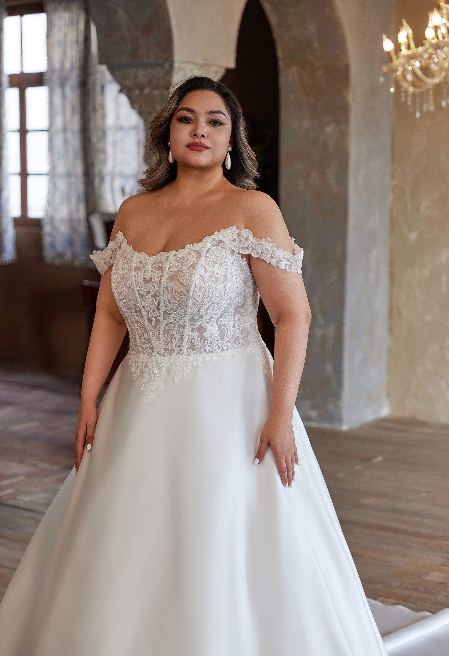 Romantic & Elegant Wedding Dress with Off-Shoulder Strap CMM2020