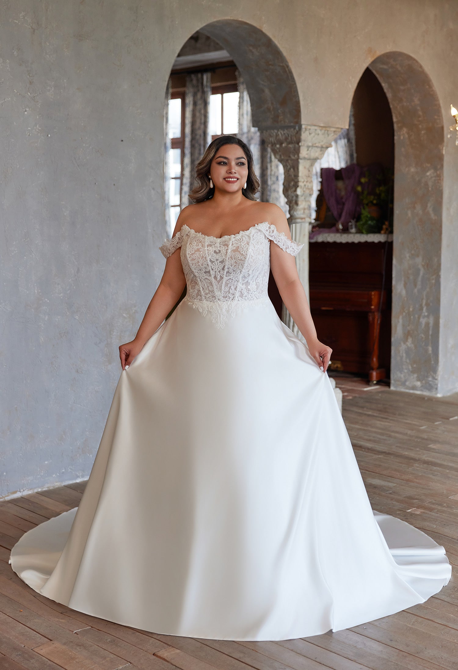 Romantic & Elegant Wedding Dress with Off-Shoulder Strap CMM2020