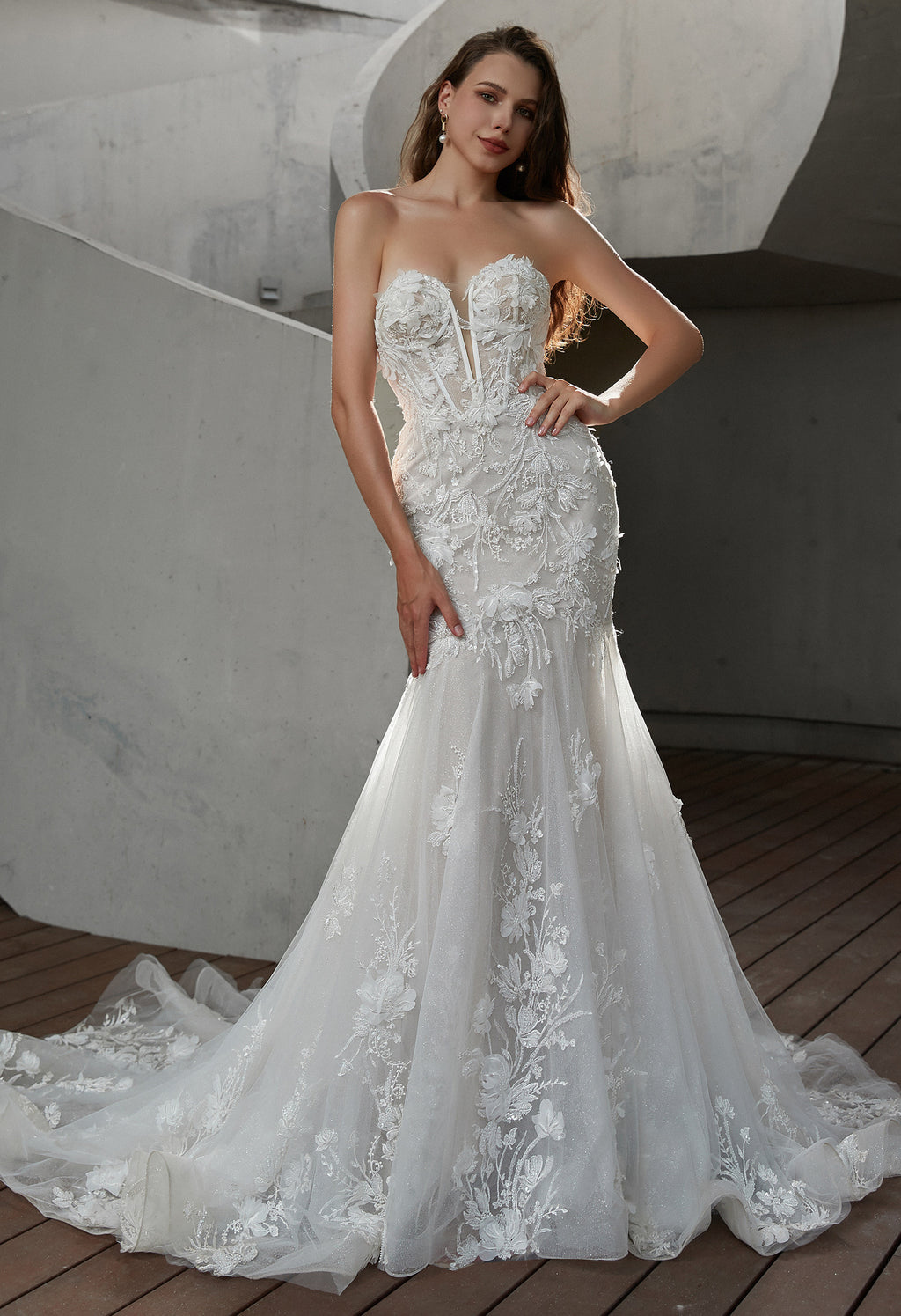 Sexy Sweetheart 3D Floral Mermaid Wedding Gown CM2028