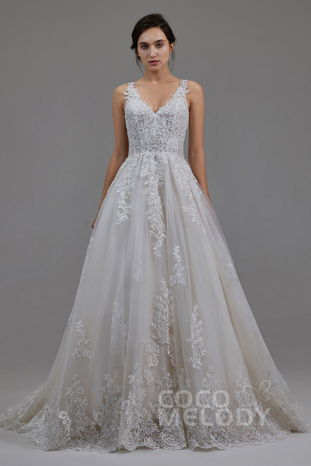 A-Line Court Train Tulle and Lace Wedding Dress LD5813