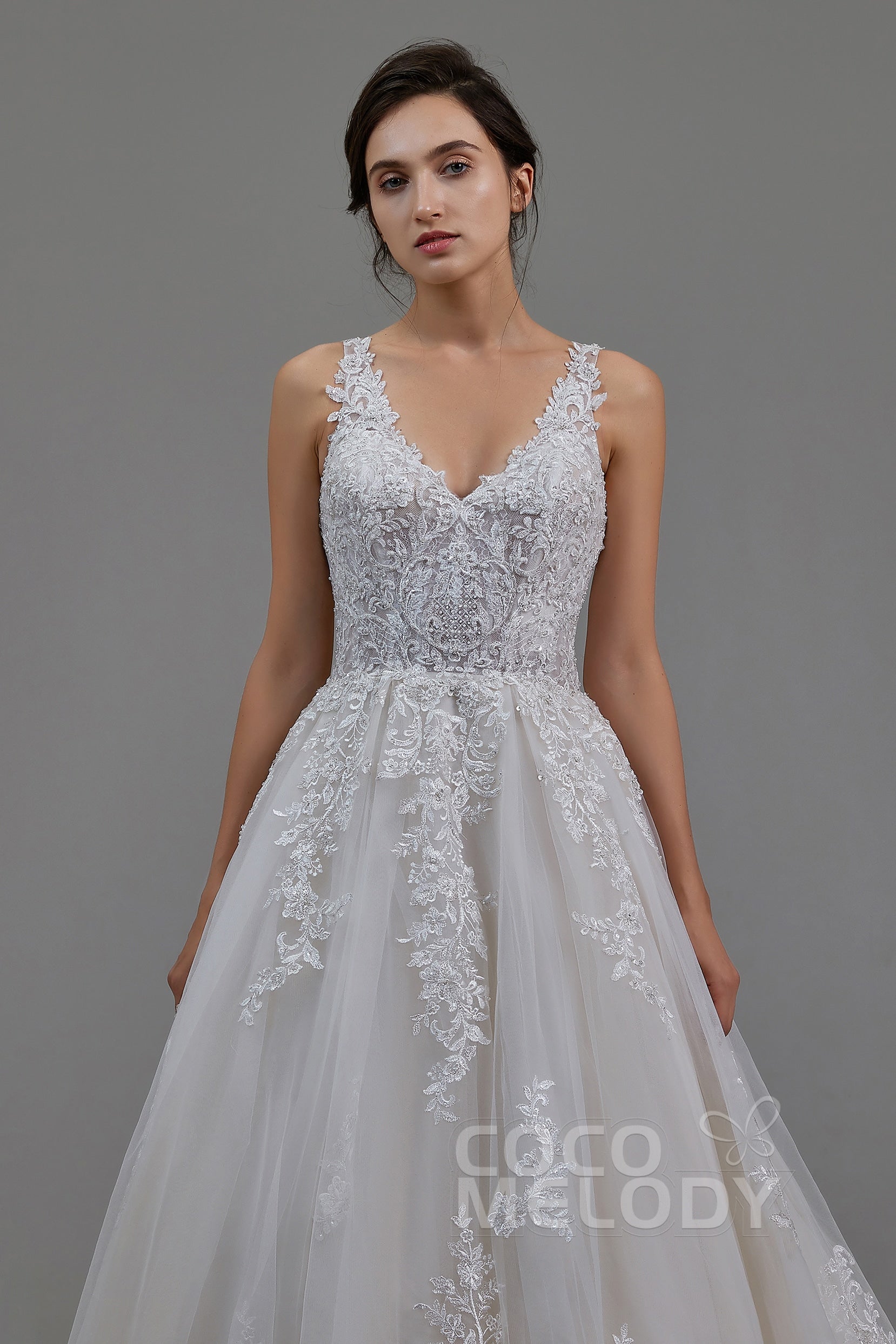 A-Line Court Train Tulle and Lace Wedding Dress LD5813