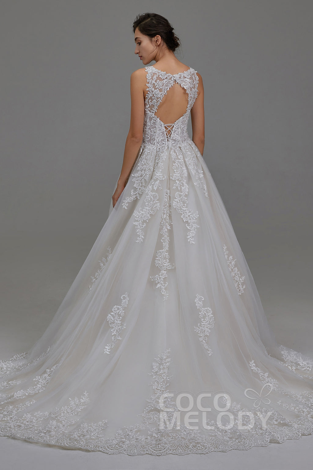 A-Line Court Train Tulle and Lace Wedding Dress LD5813