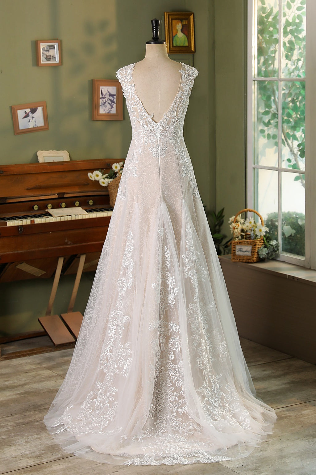 Flare Fit Mermaid Bridal Dress With Whole Piece Lace Underlay MMF2421